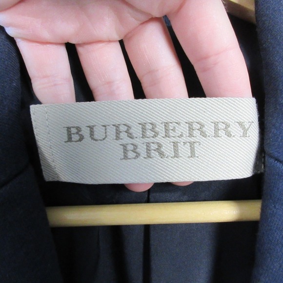 Burberry Brit Knit Blazer Jacket Women 8 Blue Cotton Blend Luxury Designer 572 - Picture 9 of 16